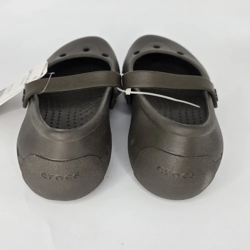 CROCS Girls Brown Mary Jane Clog Sandals with Strap